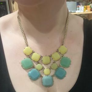 Lime green & turquoise glass necklace
